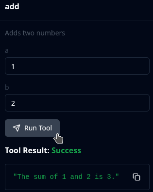 MCP Inspector: add tool result